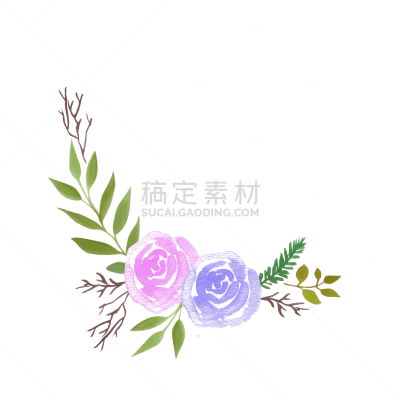 watercolor roses bouquet with pink roses and