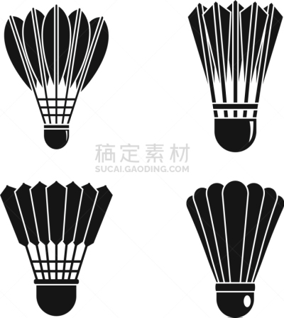 毽子,图标集,羽毛球,分离着色,网球运动,图像,鸟类,休闲,弯曲