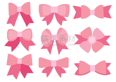 粉色,蝴蝶结,绘画插图,矢量,白色背景,时装模特,创作行业,婚姻,形状,多色的