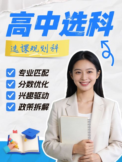 教育培训K12教育高中选科规划服务人像小红书封面预览效果