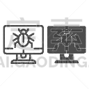 机敏,忠告,符号,线条,台式个人电脑,计算机图标,黑客,轮廓,白色,概念
