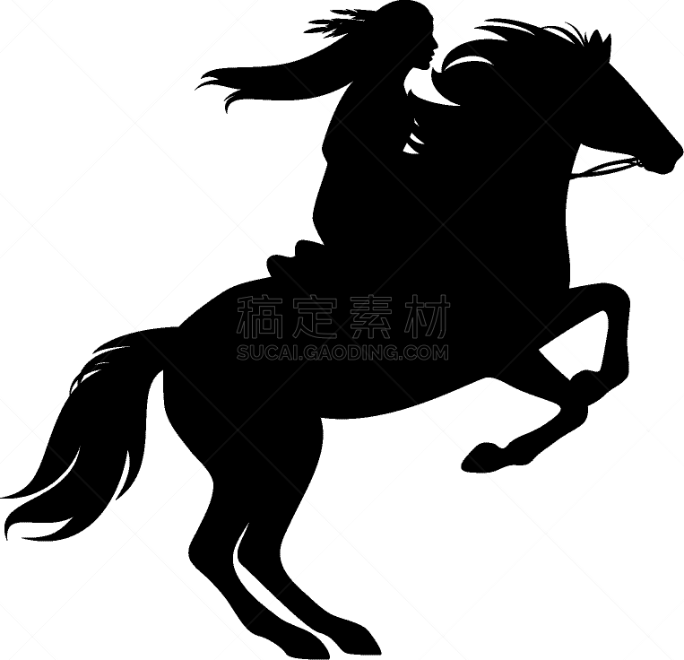 女性,马,矢量,黑色,印第安人,背景分离,自由,一个人,一只动物,动物