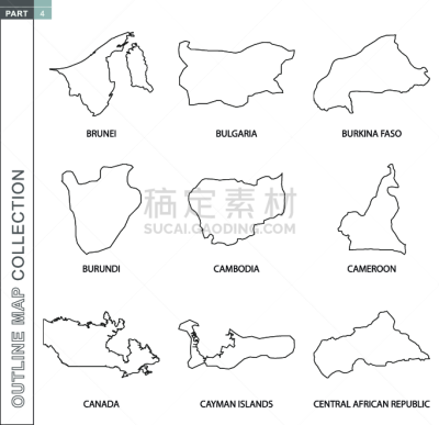 轮廓,矢量,黑色,数字9,条纹,喀麦隆,中非共和国,平坦的,图标集,布基纳法索