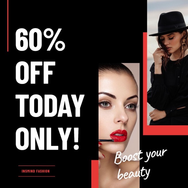 Red Color Line Element Black Friday Promotion Ecommerce Banner预览效果