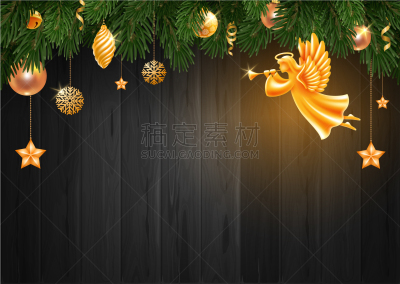 模板,新年前夕,贺卡,请柬,华贵,杉树,问候,复古