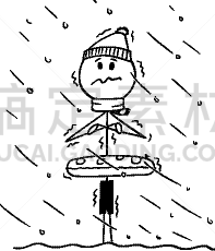 冷,旅行者,男人,动画片,天气,雪,棍,站,休闲,绘制