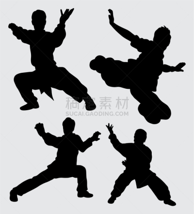 武术,运动,男人,女人,酷,时髦的,剪影
