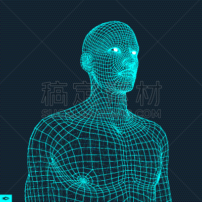 人,格子,三维图形,人的头部,商务,生物科技,肖像,技术,面部表情,艺术品