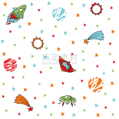矢量,太空,不明飞行物,彗星,式样,星星,彩色图片,动画片,白色背景,卫星