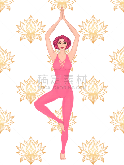 瑜伽,女人,树式瑜伽姿势,女孩,迷幻色,脉轮,姿态优美,平衡,冥想