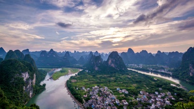 漓江高清时差。桂林。广西。中国