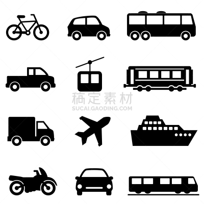陆地,海洋,计算机图标,公共交通,白色背景,缆车,汽车,图标集,运输