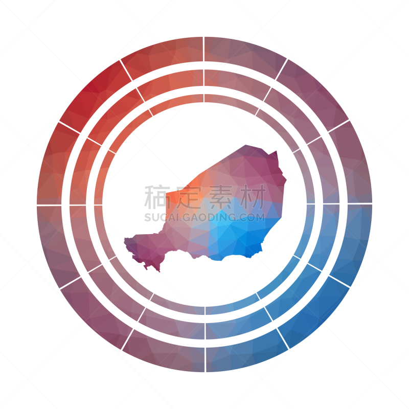 尼日尔,证章,边框,技术,现代,几何学,乡村风格,低的,方向,色彩渐变