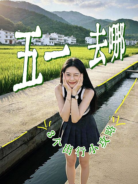 小红书封面五一假期旅游出行变形文字