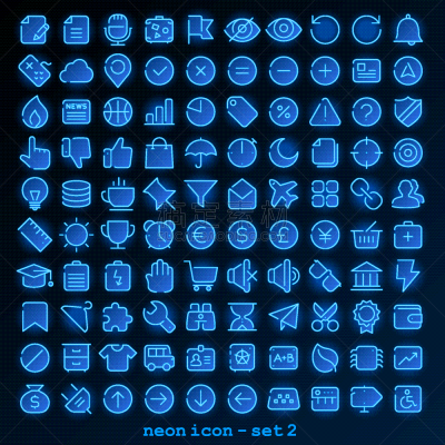 线图标,霓虹灯,数字2,巴士,传媒,商务,计算机,布置,收集,联系