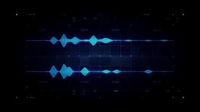 音频波形立体声蓝色
