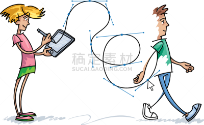 男孩,药丸,水笔,女孩,轮廓,男人,概念,锚点,绘制,做