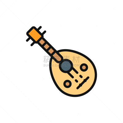 乌得琴,彩色图片,中东人,传统,平坦的,线图标,乐器,线条,土耳其,中间部分