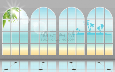 住宅房间,黑白图片,窗帘,华贵,现代,窗户,夏天,户外,天空,绘画插图