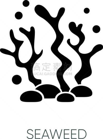 黑色,海草,草药,自然,海洋,矢量,计算机图标,符号,环境,绘画插图