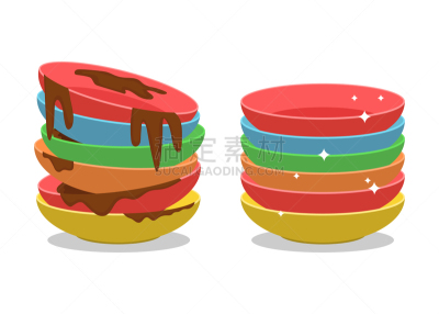绘画插图,矢量,白色背景,洗餐具,分离着色,背景分离,食品,惊骇,烹调用具,洗碗机