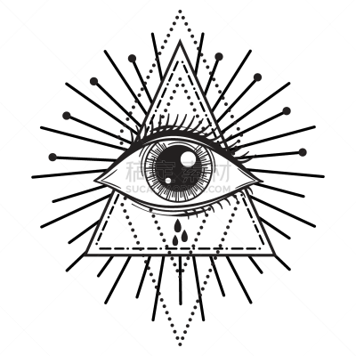 人的眼睛,绘画插图,看,矢量,超自然,全部,平衡折角灯,秘密,有序,炼金术