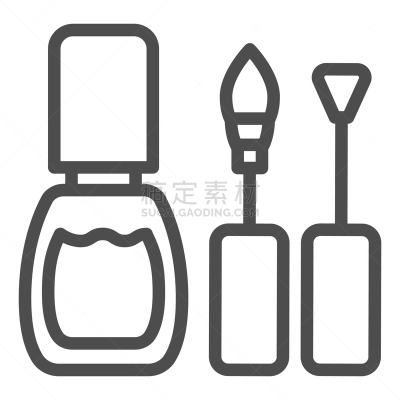 画笔,指甲油,线图标,波兰,指甲,女人,轮廓,白色,黑色,珐琅