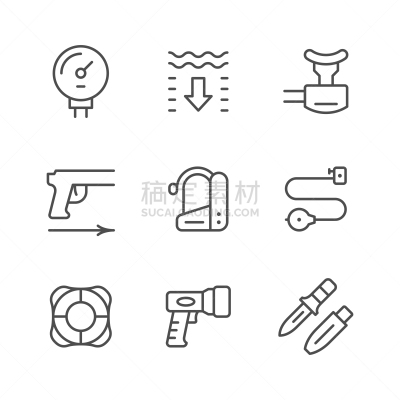线条,计算机图标,深的,压力,运动,浮标,设备用品,布置,潜水,兴奋