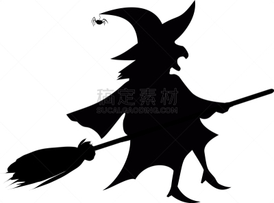 女巫,黑色,扫帚,怪异,偏好,形状,剪影,飞