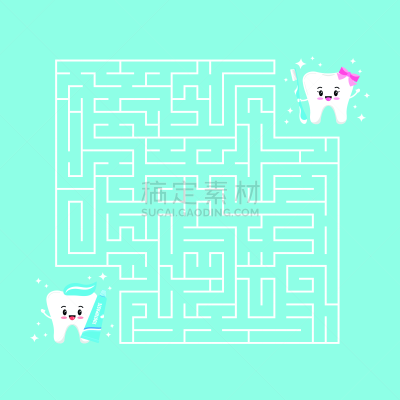 迷宫游戏,矢量,绘画插图,可爱的,牙齿,网络表情,游戏,平坦的,秘密,口腔卫生