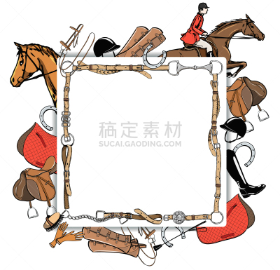 马勒,部分,边框,模板,皮革,时尚,腰带,马镫,鞍,女骑装