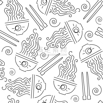 面条,四方连续纹样,餐馆,草图,插画,华丽的,传统,热,菜单,午餐