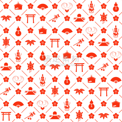 新年前夕,四方连续纹样,绘画插图,可爱的,传统,华丽的,滨家,美术工艺,一月,海龟