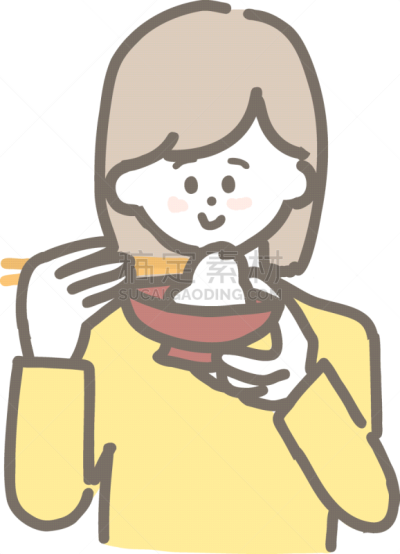 女人,年糕,筷子,仅日本人,汤碗,图像,日本料理,成年的,矢量