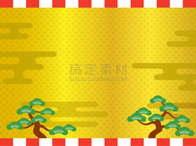 云,松树,背景,日本,镀金的,传统,云景,春节,美术工艺,彩色背景