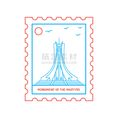 蓝色,纪念碑,国内著名景点,名声,萨瓦,阿尔及利亚,节日,复古