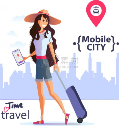 城市,出租车,女孩,移动应用程序,婴儿,女佣,青年女人,离开,失败