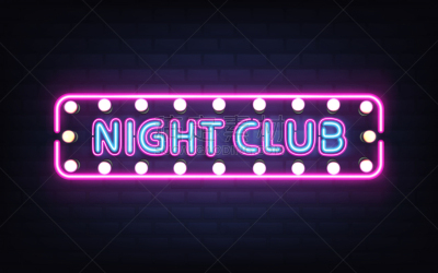 夜总会,布告,霓虹灯,暗色,砖,信函,模板,古典式,复古,写实