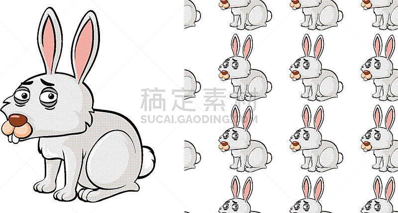 seamless background design with sad rabbit