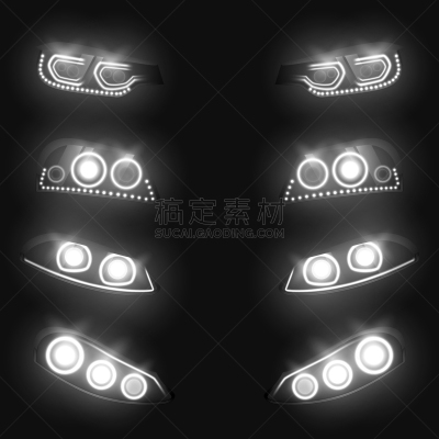 汽车,三维图形,前灯,暗色,部分,运动,多样,写实,发光,布置