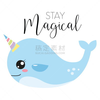 绘画插图,一角鲸,彩虹,卡通,桨叉架船,独角兽,可爱的,鲸,蓝色,图像