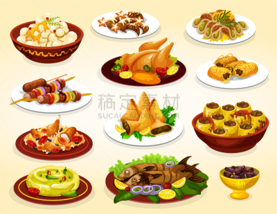 鱼类,斋月,甜点心,肉,格子烤肉,主菜盘,中东人,新月形,灵性,庆祝