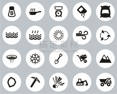 盐,扁平化设计,计算机图标,圆形,黑白图片,巨大的,盐矿,热,独轮手推车,线条