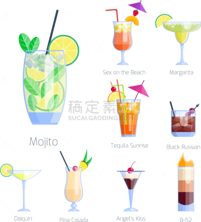 鸡尾酒,分离着色,水果,饮料,含酒精饮料,莫吉托,清新,食品,图像,收集