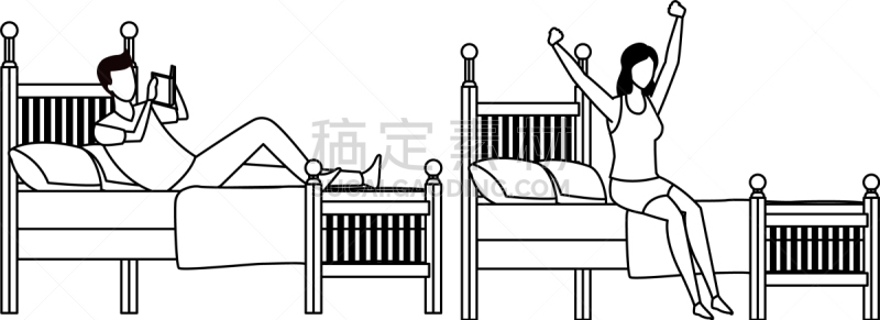 人,黑色,宿舍,单人床,面无表情,男人,女人,白色,干净,柔和