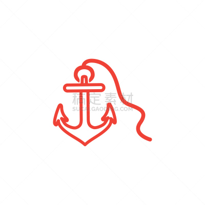 线条,矢量,绘画插图,计算机图标,扁平化设计,红色,白色背景,锚,热带气候,复古风格