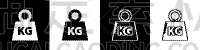 set weight icon isolated on black and white