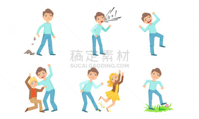 矢量,绘画插图,仅一名男孩,暴力,虚弱,恐怖,图像,罪犯,儿童,童年