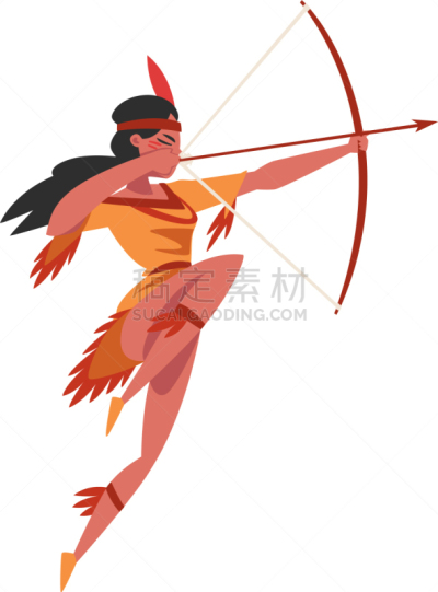 女孩,印第安人,儿童,衣服,可爱的,传统,箭术,人,瞄准,弓