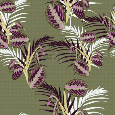 tropical palms leaves seamless pattern